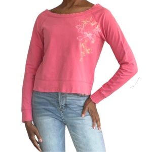 NO BOUNDARIES PINK LONG SLEEVE SCOOP NECK SWEATSHIRT